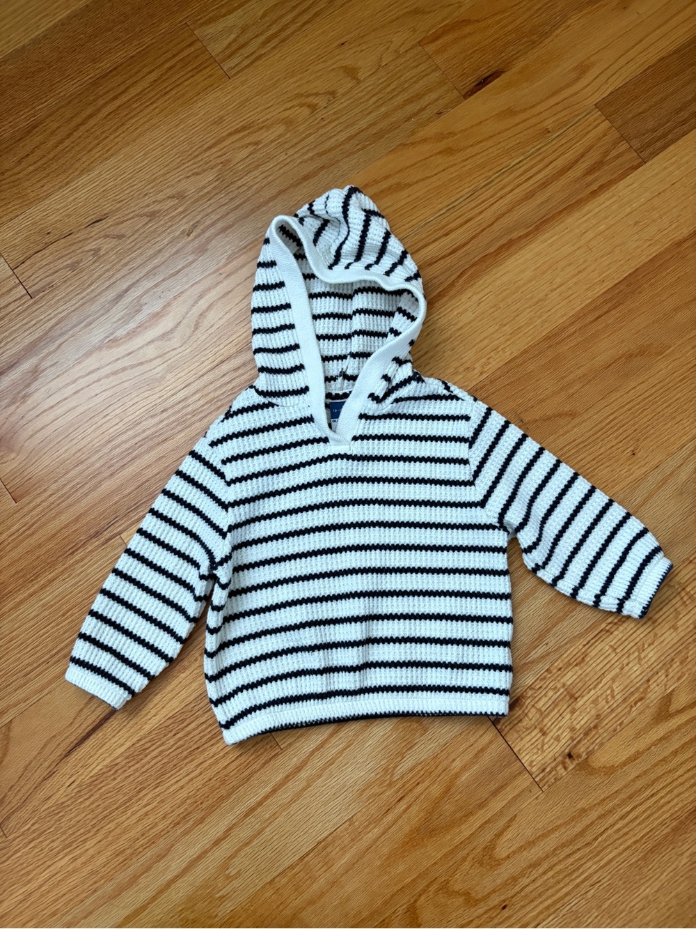 Old Navy Black & White Striped Hooded Pullover
